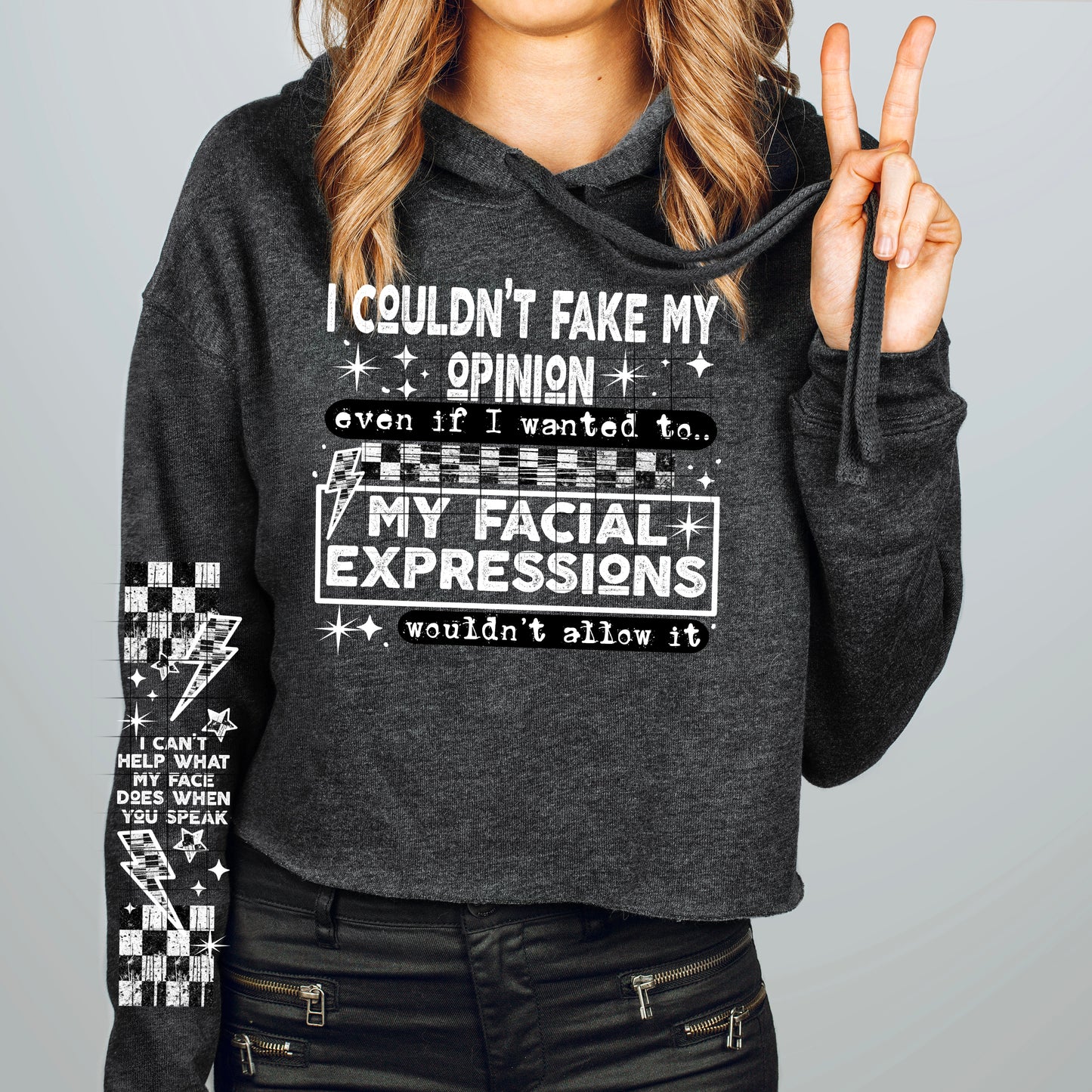 My Facial Expressions 😒⚡ Cropped Attitude Hoodie