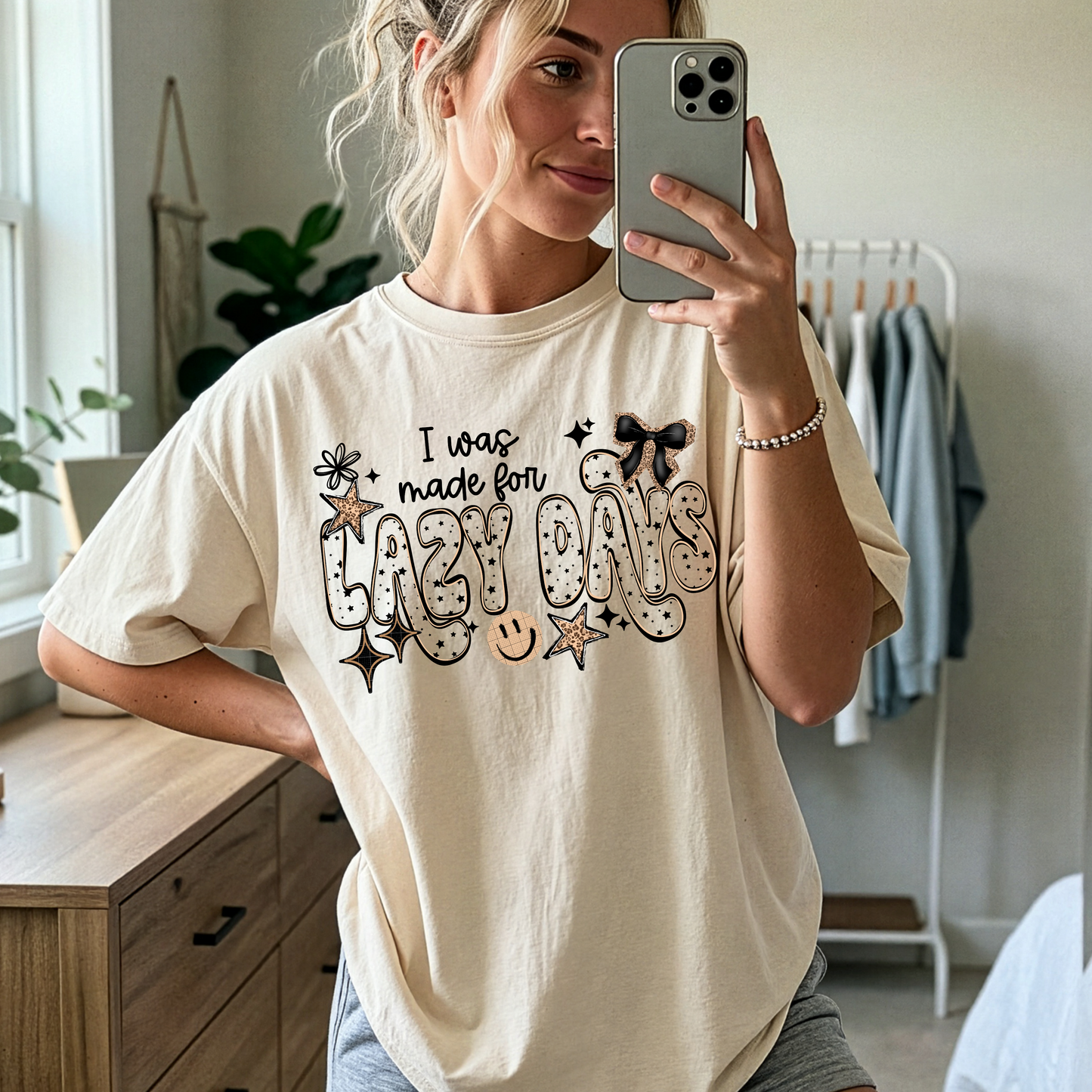 I Was Made for Lazy Days Shirt | Cozy Graphic Tee | Relaxed Weekend T-Shirt | Cute Aesthetic Shirt | Comfort Colors Style Tee | Introvert Vibes Shirt | Casual Everyday Graphic Tee ☁️✨🖤