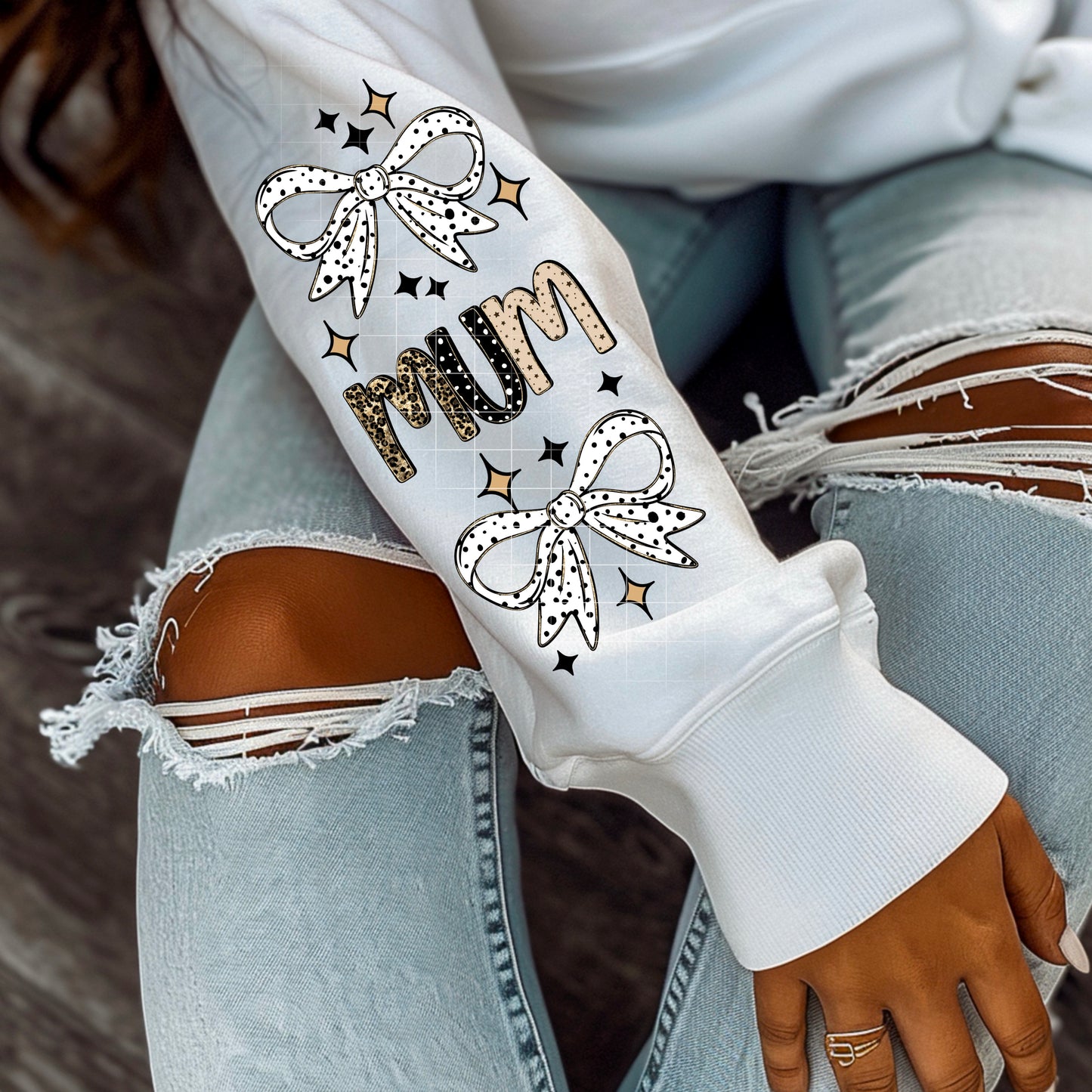 MUM Bow Sleeve Sweatshirt 🎀✨ Cozy Cute Mum Style