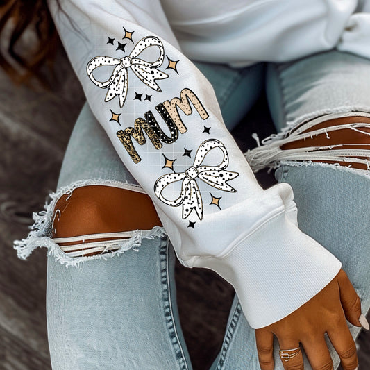 MUM Bow Sleeve Sweatshirt 🎀✨ Cozy Cute Mum Style