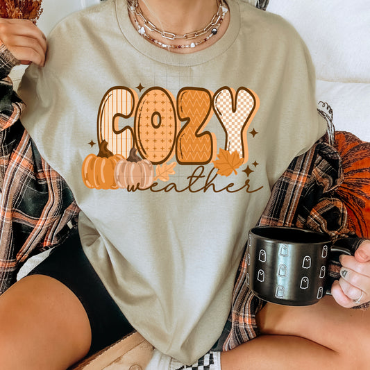 “Cozy Weather” Fall Graphic Tee 🍂☕🎃