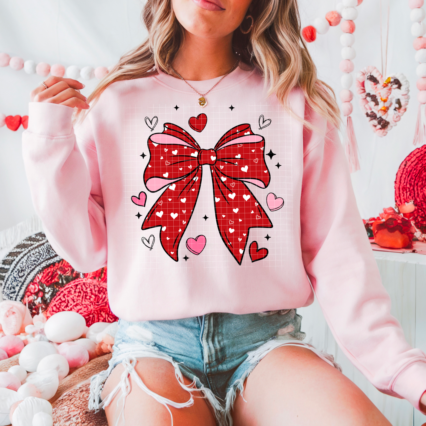 🎀 Valentine Heart Bow Crewneck 💗✨
