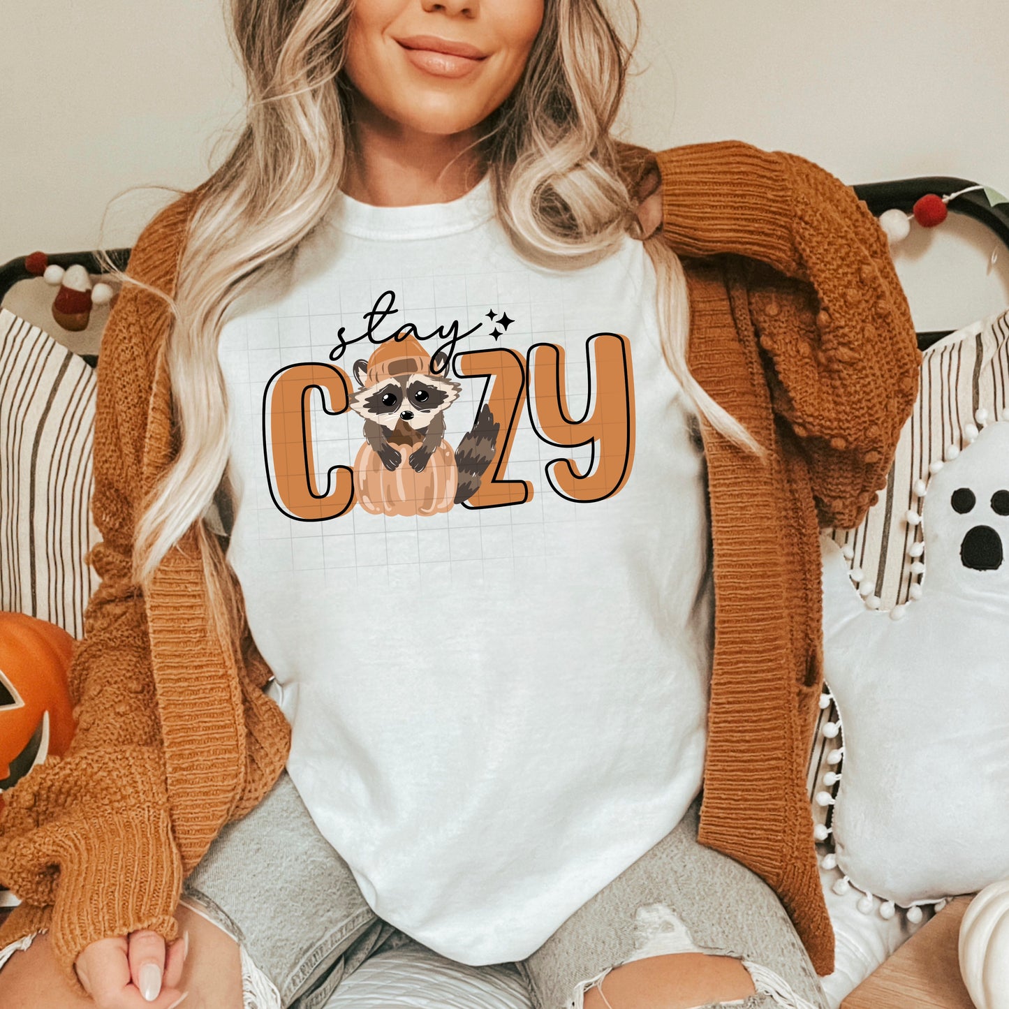 “Stay Cozy Raccoon” Fall Graphic Tee 🦝🍂