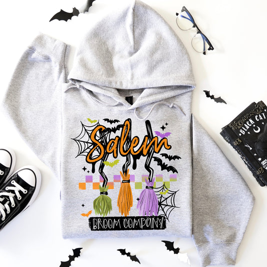 Salem Broom Company Hoodie | Witch Broom Halloween Sweatshirt | Spooky Salem Witch Hoodie | Cute Halloween Pullover | Witchy Fall Graphic Hoodie | Gothic Autumn Gift 🧹🖤🦇