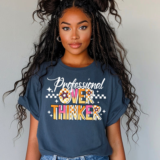 Professional Overthinker – Funny Heather Blue Mental Health Tee