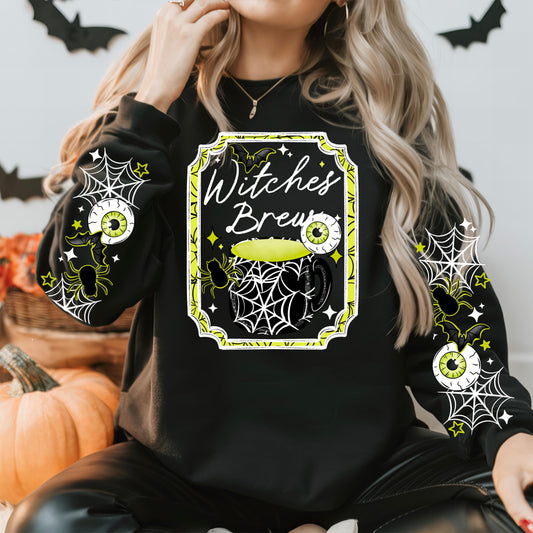 Witches Brew Halloween Sweatshirt | Witch Coffee Crewneck | Spooky Coffee Lover Pullover | Eyeball Halloween Sweatshirt | Cute Witchy Fall Crewneck | Cozy October Graphic Sweatshirt | Halloween Gift for Women 🧙‍♀️☕👁️🕸️🎃