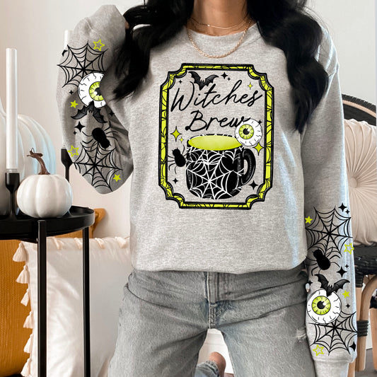 Witches Brew Halloween Sweatshirt | Witch Coffee Crewneck | Spooky Coffee Lover Pullover | Eyeball Halloween Sweatshirt | Cute Witchy Fall Crewneck | Cozy October Graphic Sweatshirt | Halloween Gift for Women 🧙‍♀️☕👁️🕸️🎃
