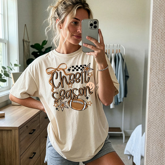 Cheer Season Graphic T-Shirt | Football Cheerleader Shirt | Friday Night Lights Spirit Tee | Cheer Squad Game Day Shirt 📣🏈