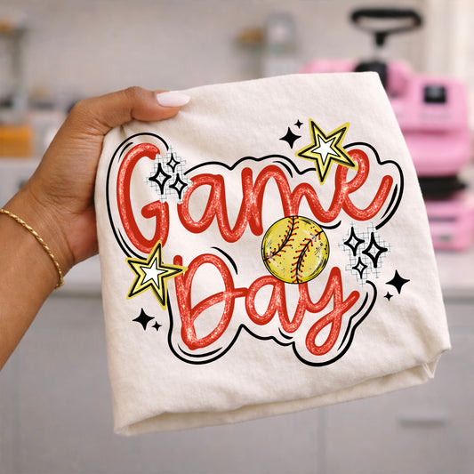 Game Day Softball Graphic T-Shirt | Softball Mom Spirit Shirt | Cute Softball Season Tee | Softball Fan Game Day Shirt 🥎