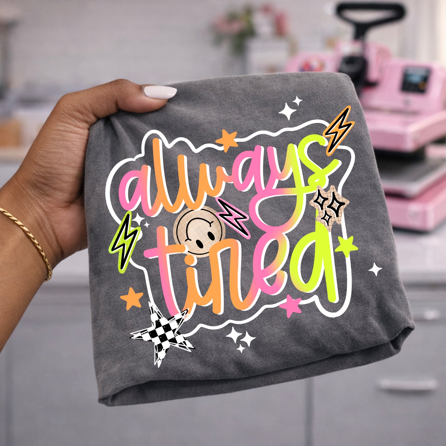 Funny Tired Mom Shirt | Colorful Retro Women's T-Shirt | Exhausted Mom Life Gift