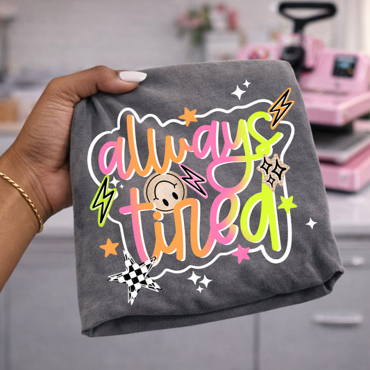 Funny Tired Mom Shirt | Colorful Retro Women's T-Shirt | Exhausted Mom Life Gift