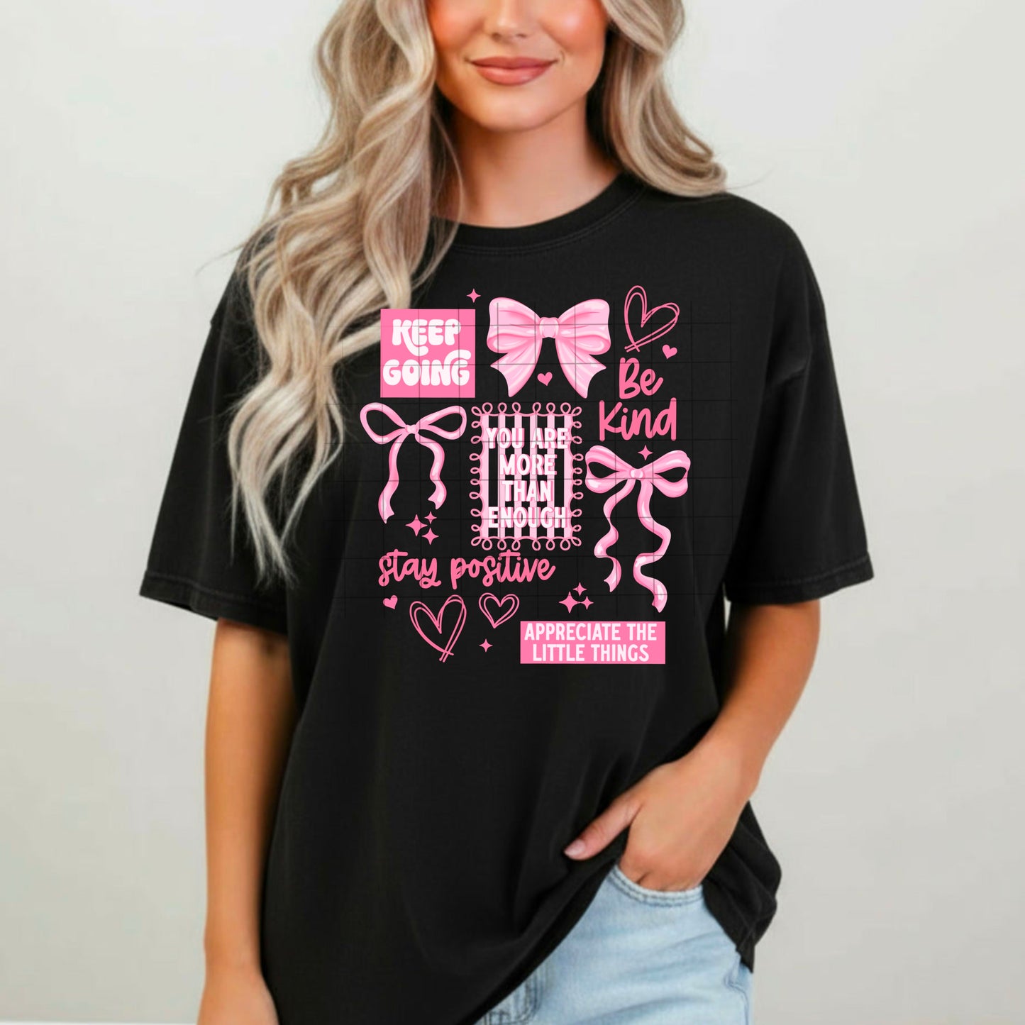 🎀 Pink Bow Positive Affirmations Tee 💗✨
