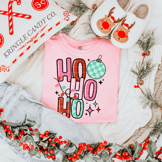 🎄🎀 HO HO HO Christmas Tee | Retro Holiday Lights Shirt ✨