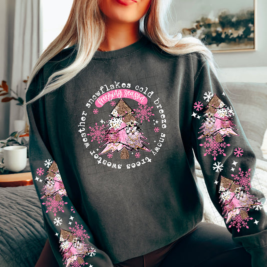 ❄️💖 Freezing Season Pink Snowflake Tree Sweatshirt 🌨️✨