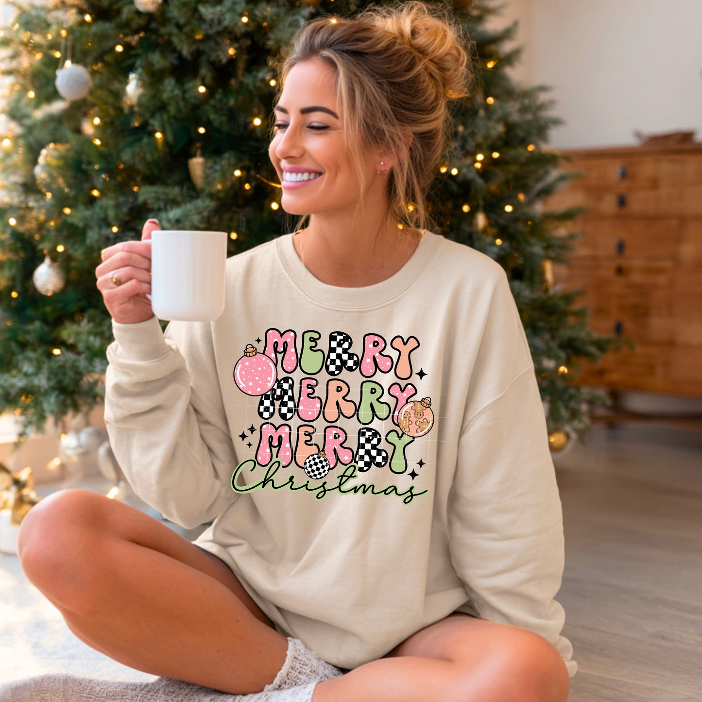 🎄✨ Merry Merry Merry Christmas Sweatshirt 🎀💚💗