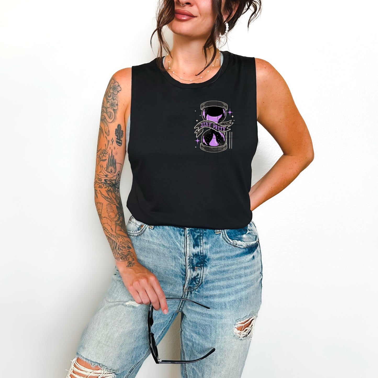 Stay Feisty Muscle Tank 💜🔥 | Fierce Hourglass Graphic Sleeveless Tee