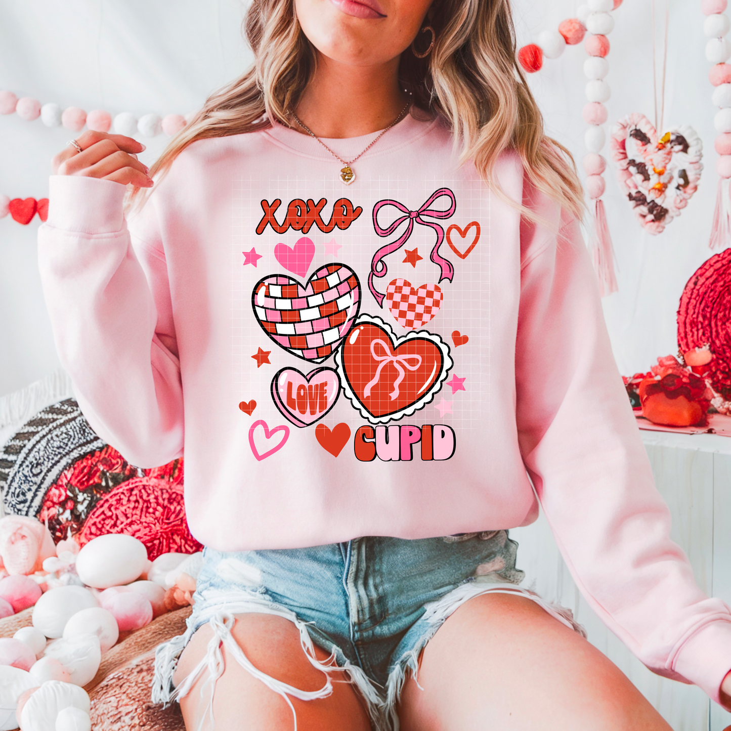 💘 XOXO Cupid Hearts Valentine Crewneck 💝✨