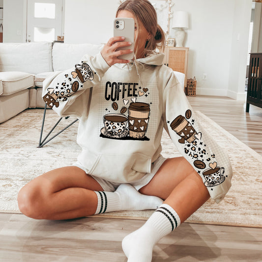 Coffee Animal Print Graphic Hoodie