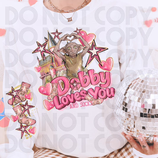 Dobby Loves You and Socks Shirt | Wizard Valentine Graphic Tee