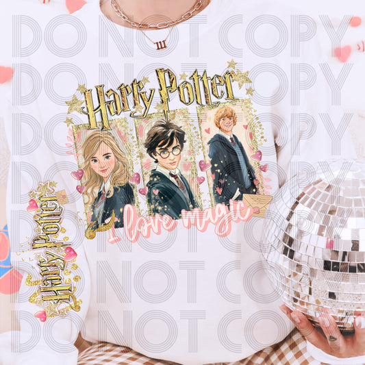 Wizard Trio Love Magic Valentine Shirt | Pink Magical Fandom Tee