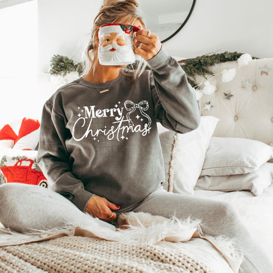 🎄✨ Merry Christmas Bow Script Crewneck 🎀❄️