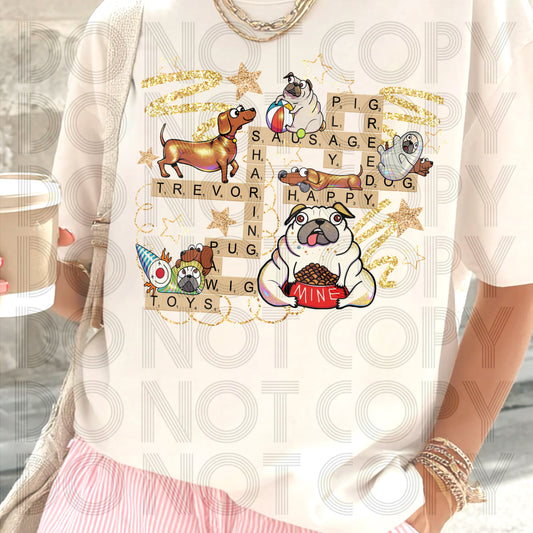 Playful Dog Word Collage Shirt | Whimsical Puppy Graphic Tee