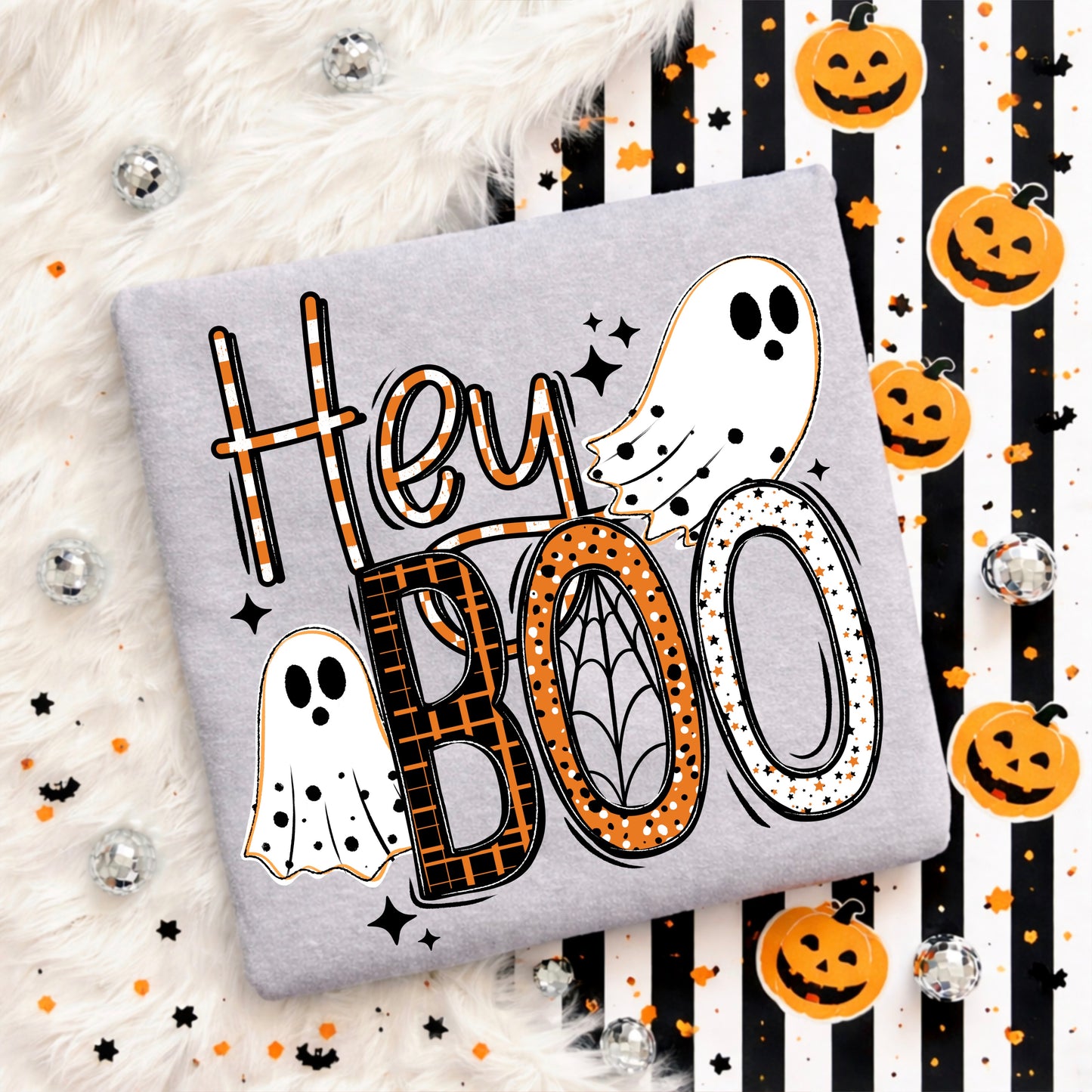 Hey Boo Ghost Halloween Shirt | Cute Ghost Graphic Tee | Spooky Season Shirt | Fall Graphic T-Shirt | Pumpkin & Ghost Unisex Tee | Autumn Apparel | Women's Halloween Shirt