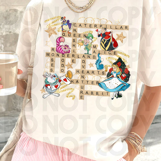 Alice in Wonderland Word Collage Shirt | Whimsical Storybook Graphic Tee