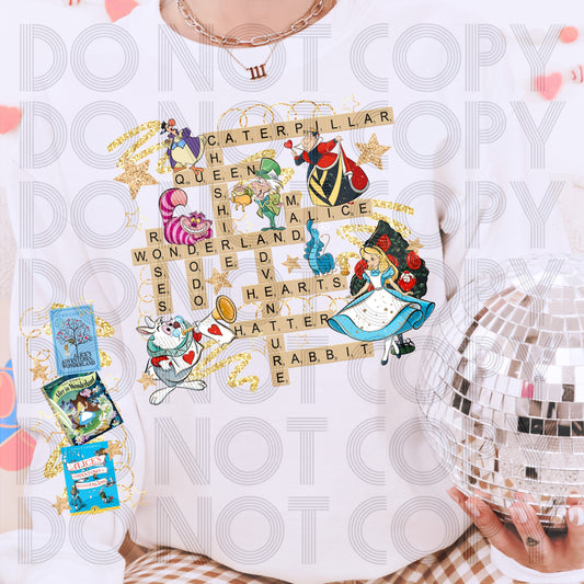 Alice in Wonderland Word Collage Shirt | Whimsical Storybook Graphic Tee