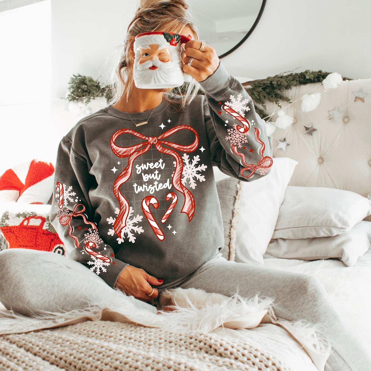 weet But Twisted Candy Cane Sweatshirt 🍬🎄 Cozy Christmas Graphic Crewneck