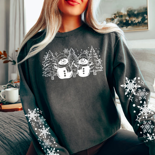 Snowman Forest ❄️⛄ Winter Sweatshirt with Sleeves