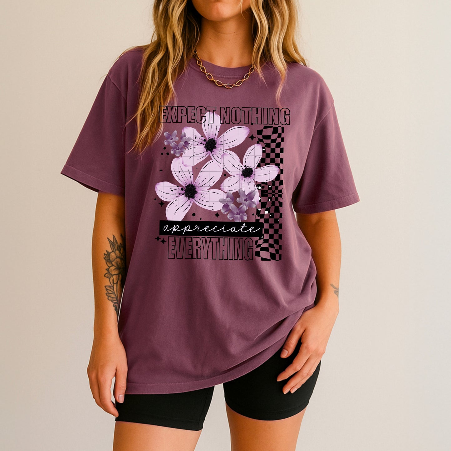 🌸 Expect Nothing Appreciate Everything Tee 💜✨