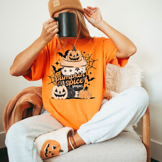 Pumpkin Spice Season Graphic Tee – Cute Fall Coffee Halloween Shirt