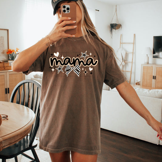 Mama Checkered Star Tee ✨💕 Trendy Mom Graphic Shirt