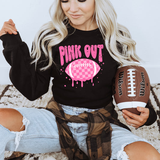 Pink Out Football Breast Cancer Awareness Crewneck