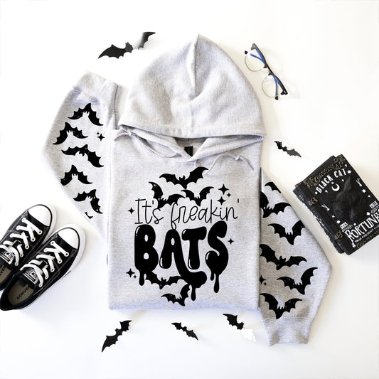 It's Freakin' Bats Hoodie | Halloween Bat Sleeve Hoodie | Spooky Season Graphic Hoodie | Cute Gothic Fall Sweatshirt | Halloween Hoodie 🦇🎃