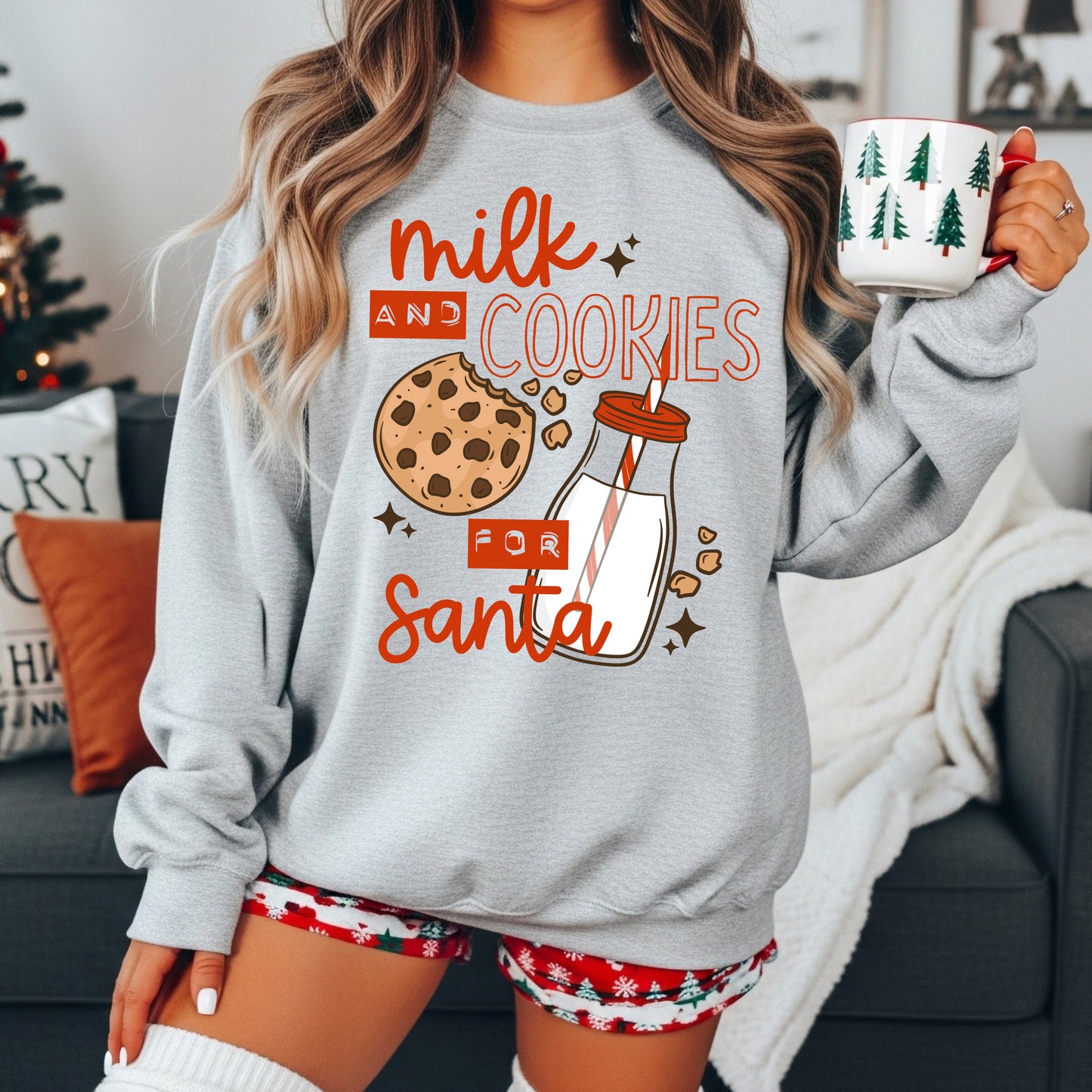 Milk & Cookies for Santa Christmas Crewneck Sweatshirt 🎅🍪🥛✨