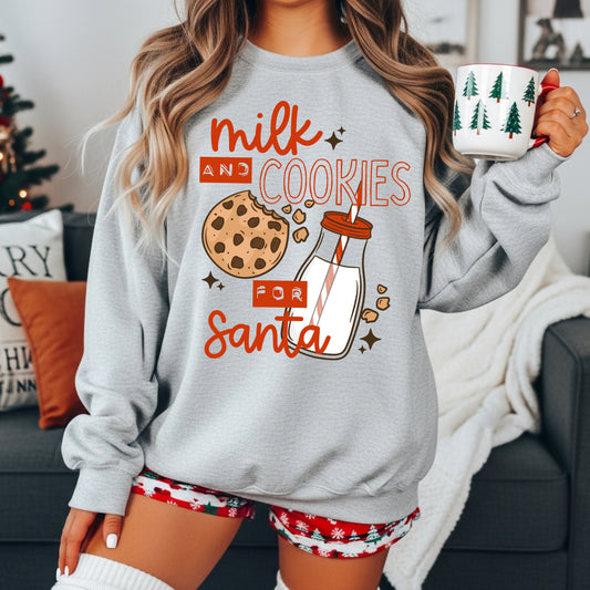 Milk & Cookies for Santa Christmas Crewneck Sweatshirt 🎅🍪🥛✨