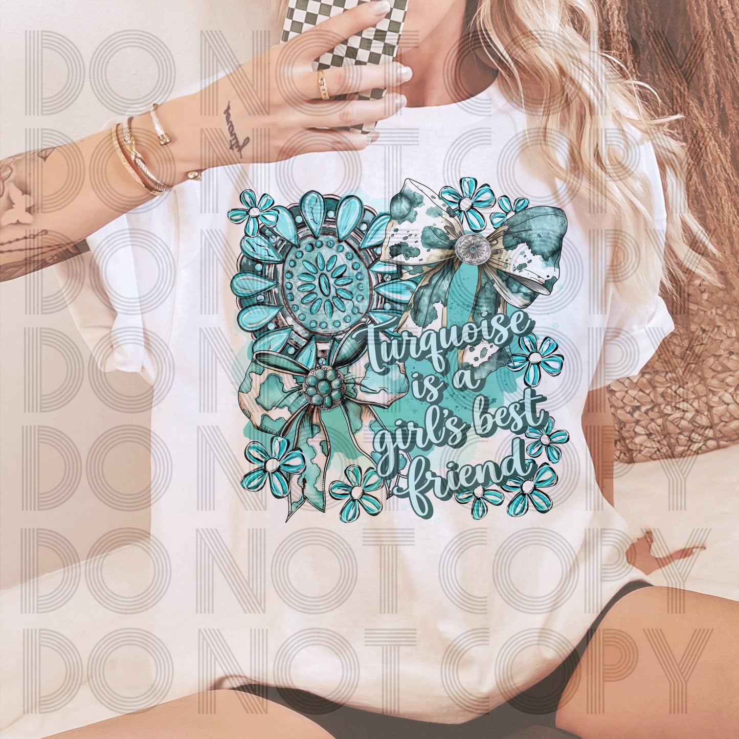 Turquoise Is a Girl's Best Friend Graphic Tee | Western Turquoise Bow Shirt 💙✨