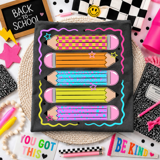 Colorful Pencil Back to School Graphic T-Shirt | Cute Teacher & Student Tee