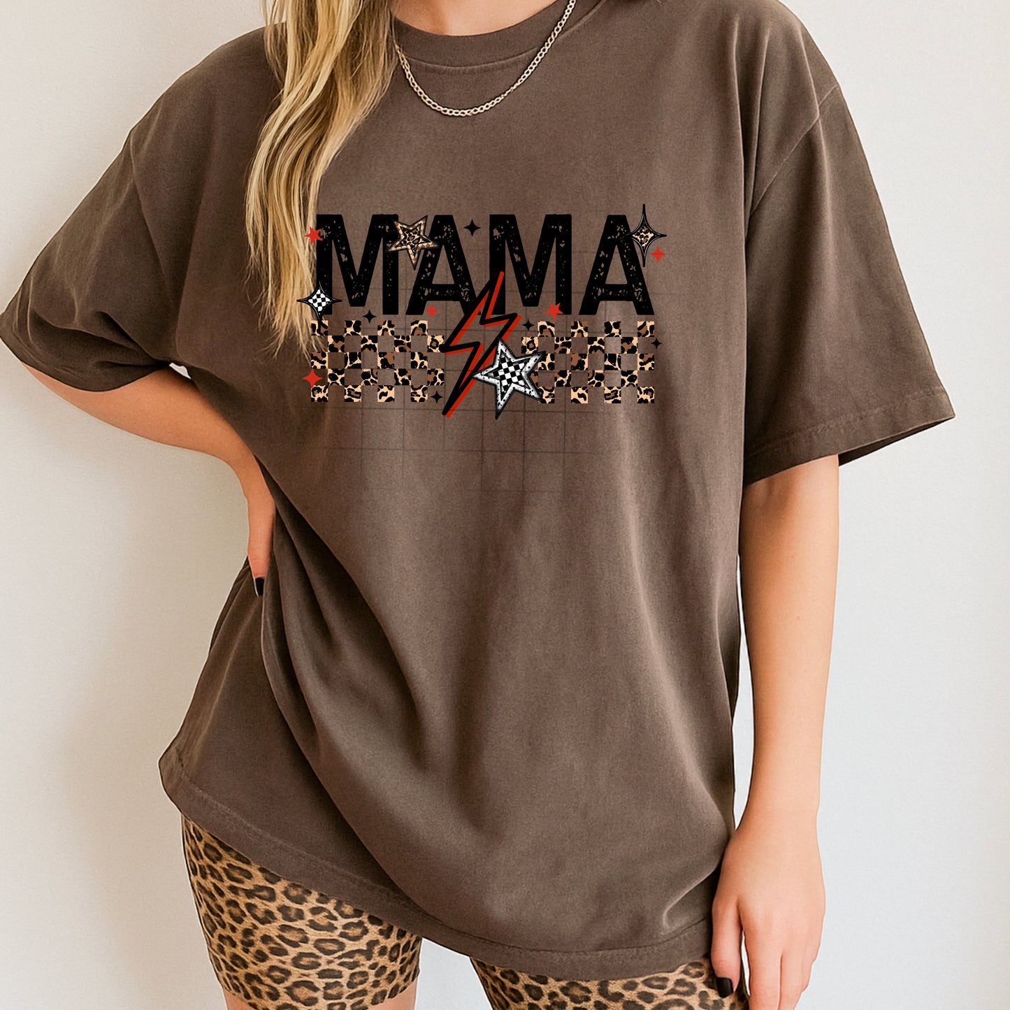MAMA ✨⚡ Leopard Star Graphic Tee