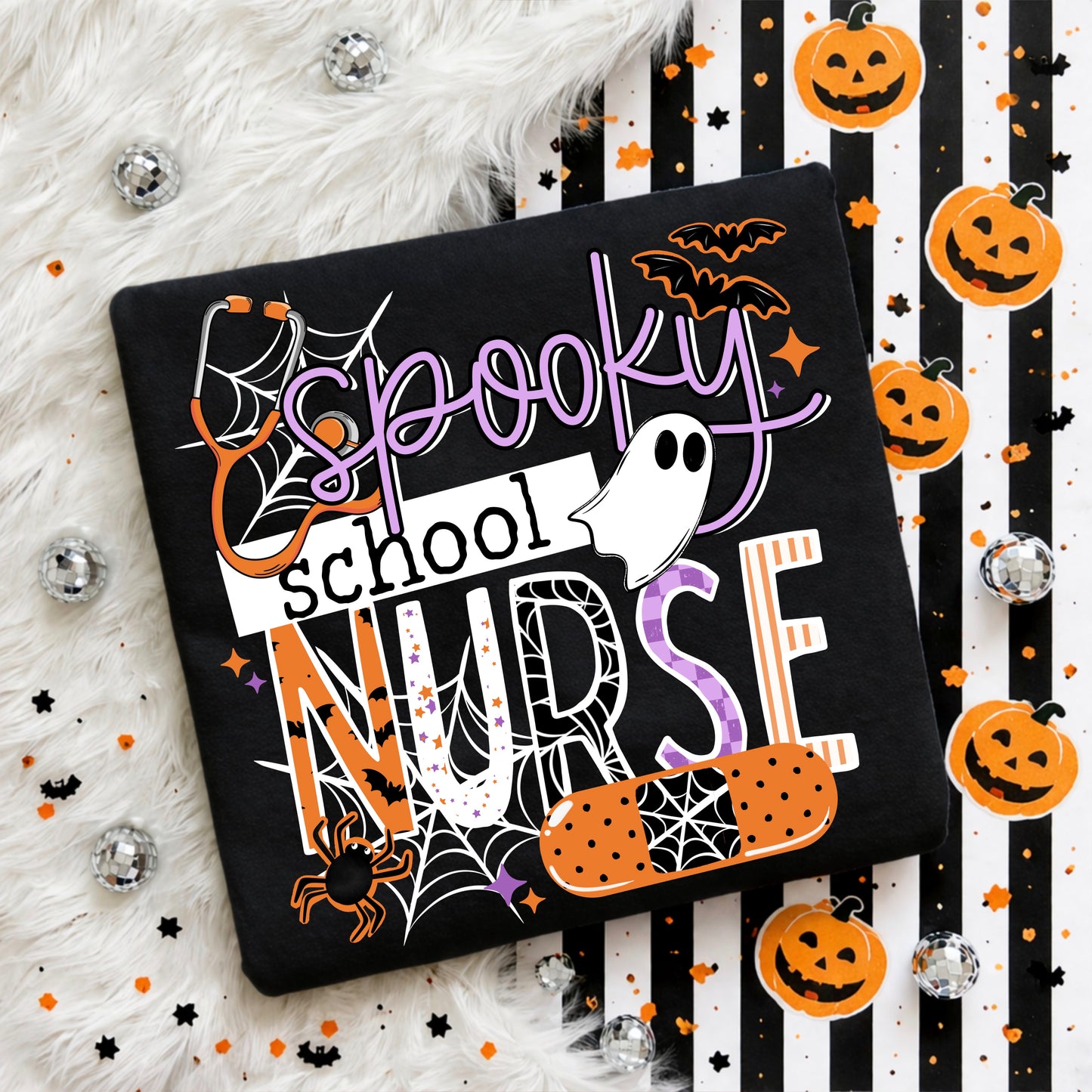Spooky School Nurse Halloween Crewneck Sweatshirt 👻🩺🎃