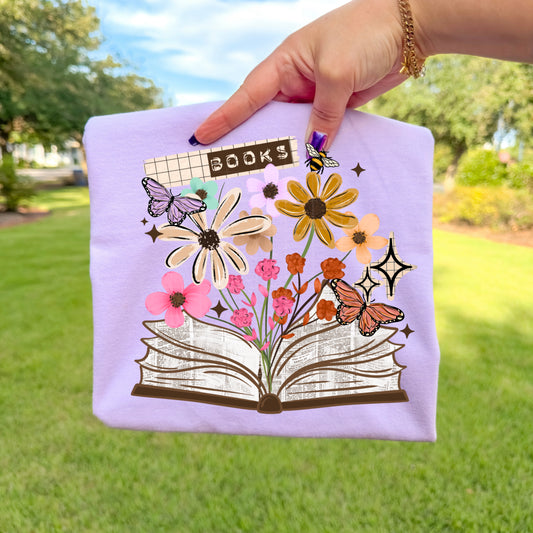 Book Lover Floral Graphic Sweatshirt | Open Book & Butterfly Tee 📚🦋