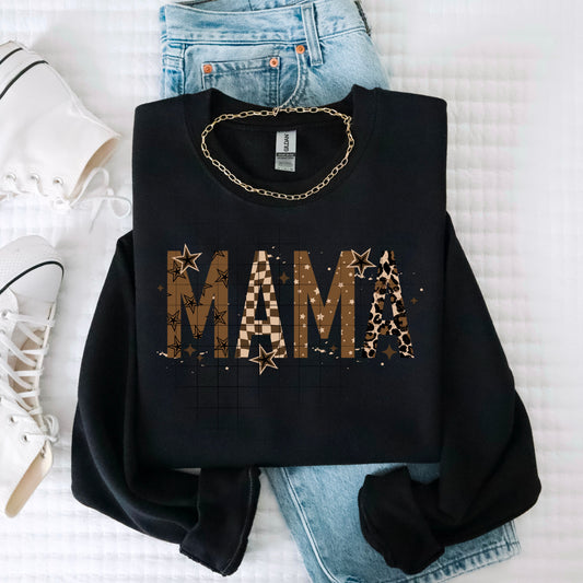 ✨ Trendy Neutral Stars & Leopard MAMA Sweatshirt 🤎⭐