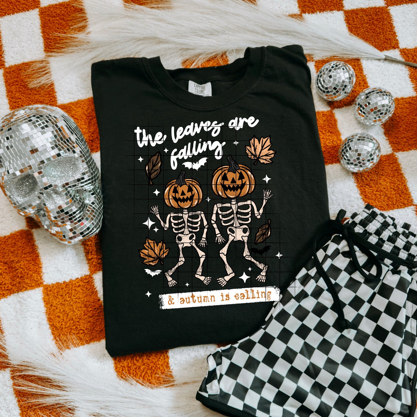 Pumpkin Skeleton Dancing Tee 🎃🍂 Autumn Is Calling Fall Shirt
