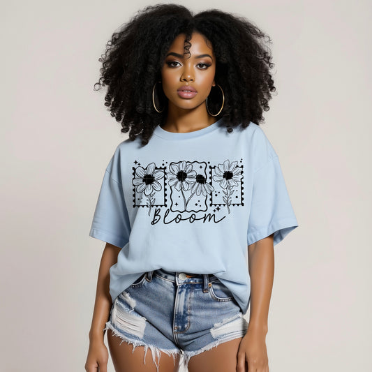 Bloom T-Shirt | Modern Floral Line Art Graphic Tee