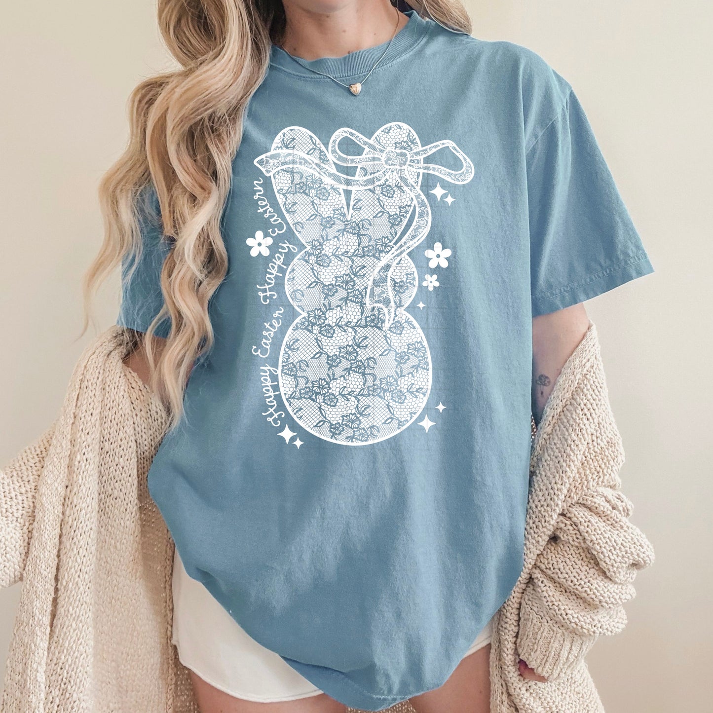 Happy Easter Floral Bunny Shirt – Cute Spring Graphic Tee