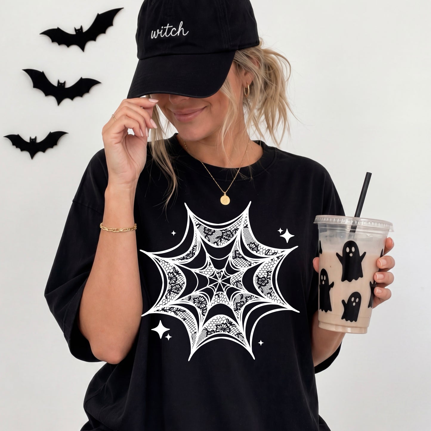 Boho Spider Web Graphic Tee | Spooky Season Halloween Shirt