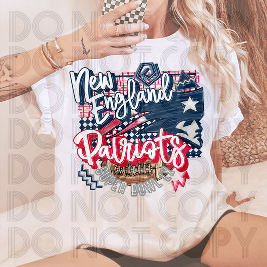 New England Inspired Football Super Bowl Style Tee