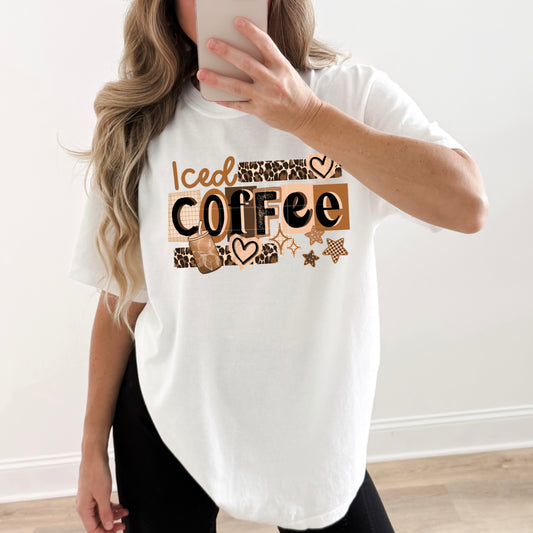 Iced Coffee Graphic T-Shirt | Coffee Lover Tee | Caffeine Addict Unisex Shirt | Trendy Everyday Apparel